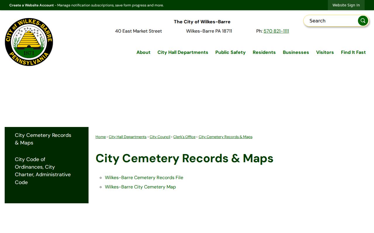 Wilkes-Barre city directory family-history cemetery records source