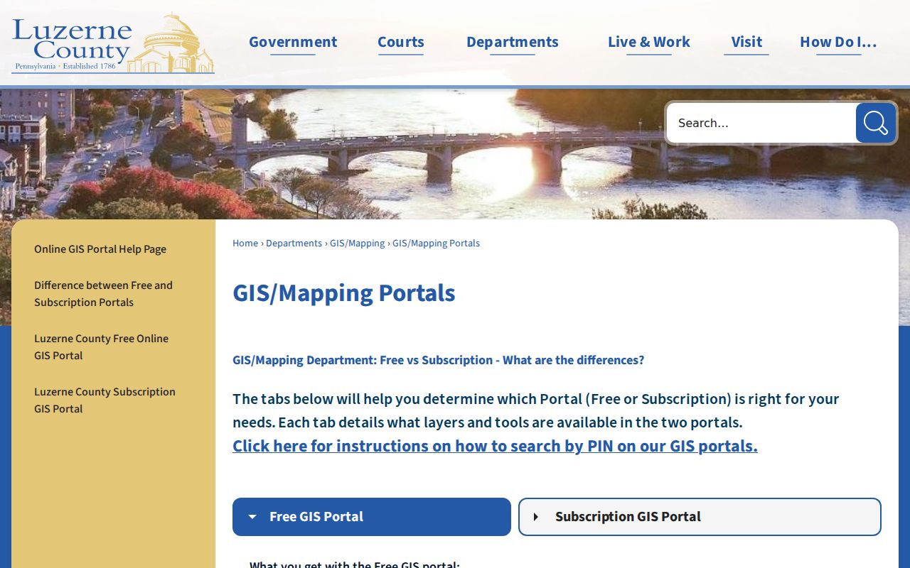 Wilkes-Barre residents directory county GIS portal choices