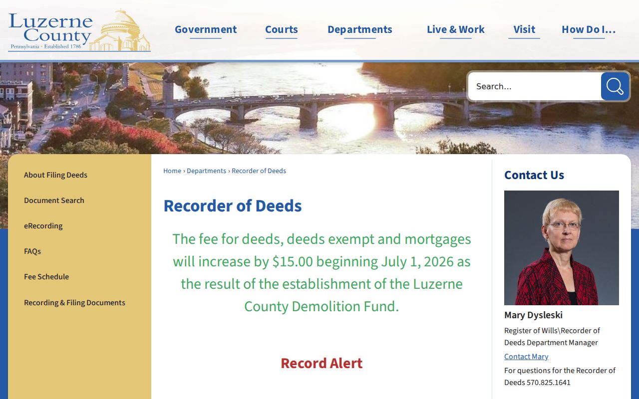 Wilkes-Barre previous residents Recorder Record Alert information