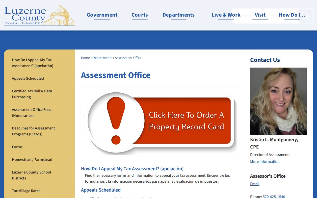 Wilkes-Barre street directory Luzerne Assessment Office